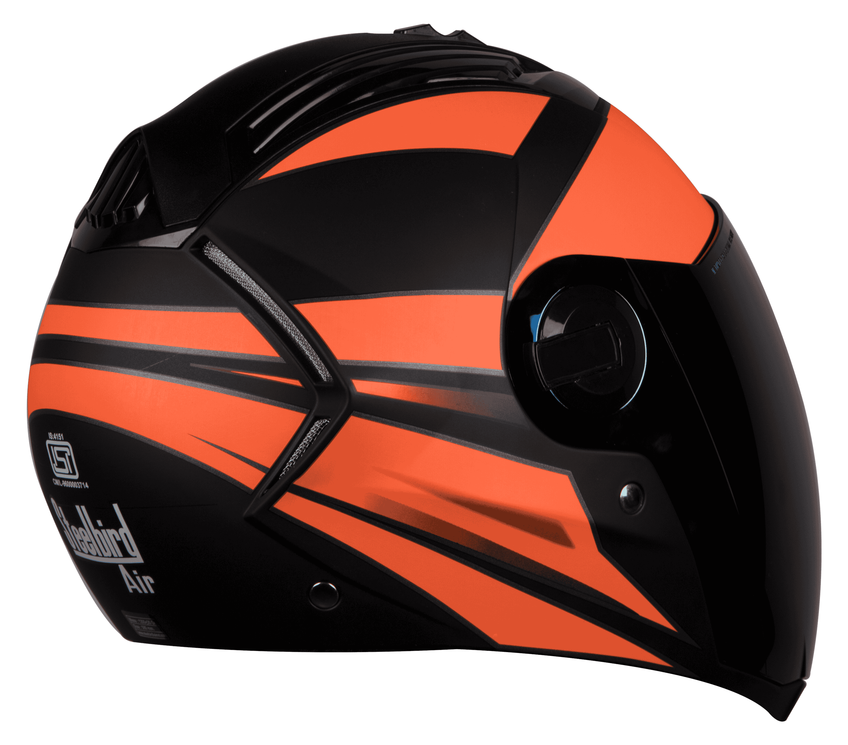 SBA-2 Streak Mat Black With Orange ( Fitted With Clear Visor Extra Gold Chrome Visor Free)